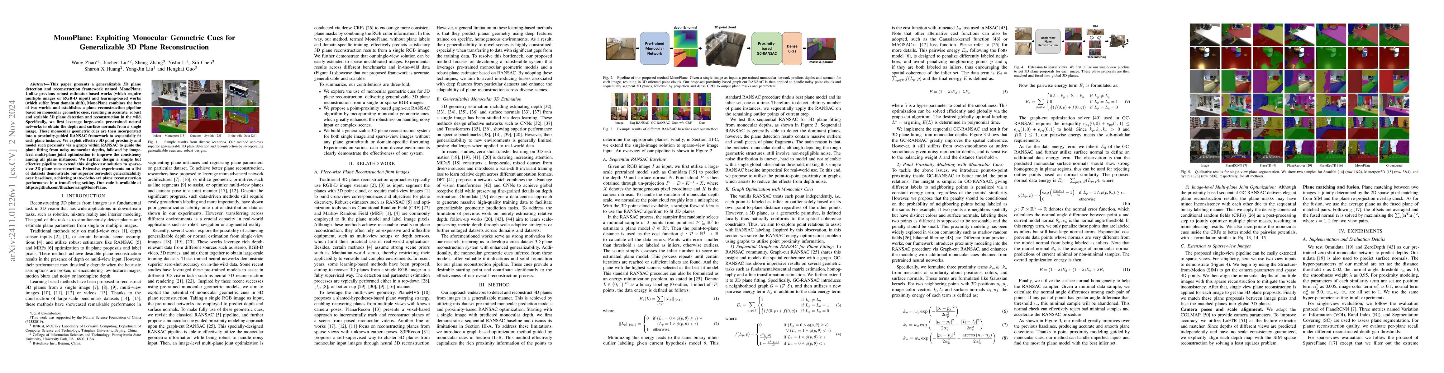 Thumbnail for MonoPlane: Exploiting Monocular Geometric Cues for Generalizable 3D
  Plane Reconstruction