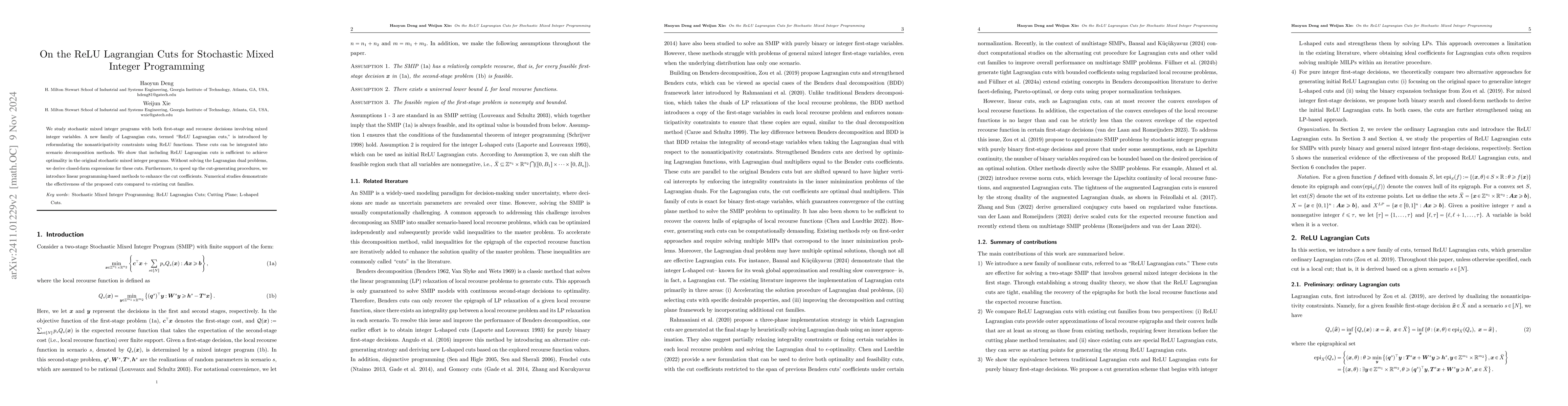 Thumbnail for On the ReLU Lagrangian Cuts for Stochastic Mixed Integer Programming