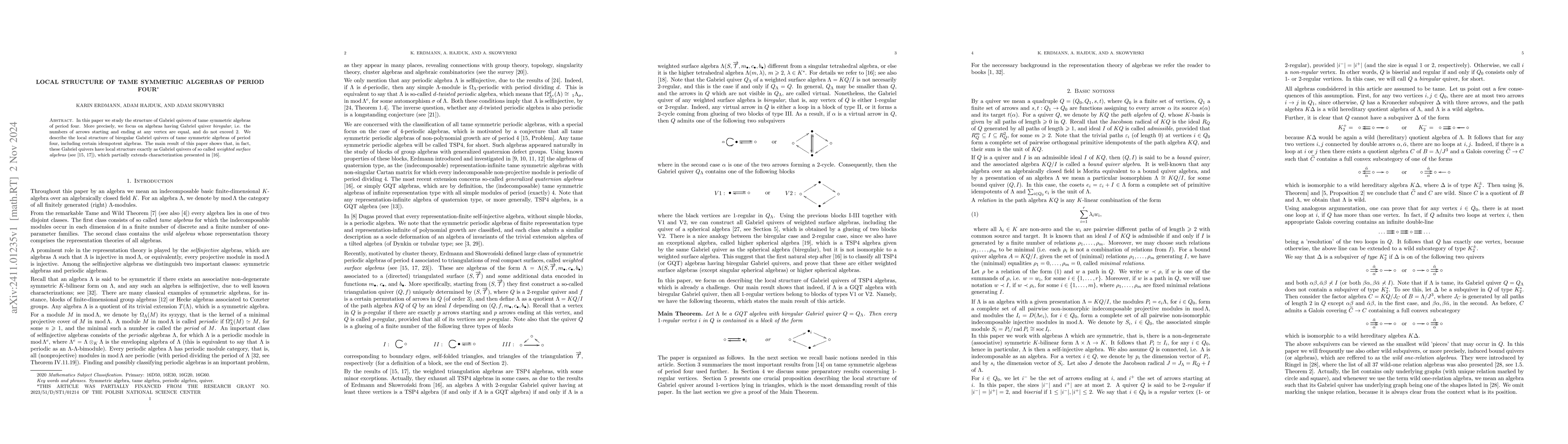 Thumbnail for Local structure of tame symmetric algebras of period four
