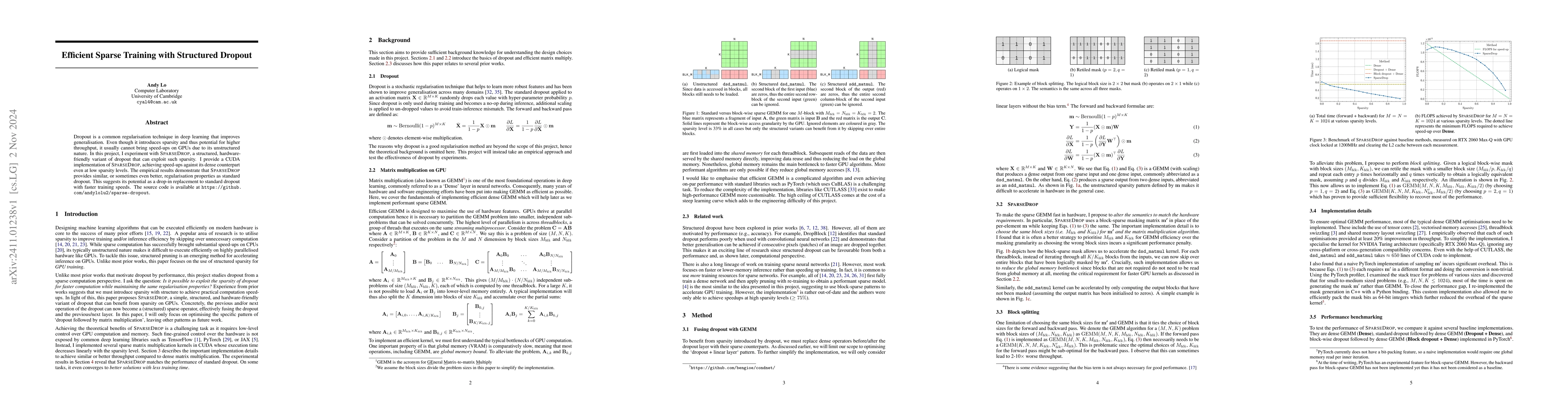 Thumbnail for Efficient Sparse Training with Structured Dropout
