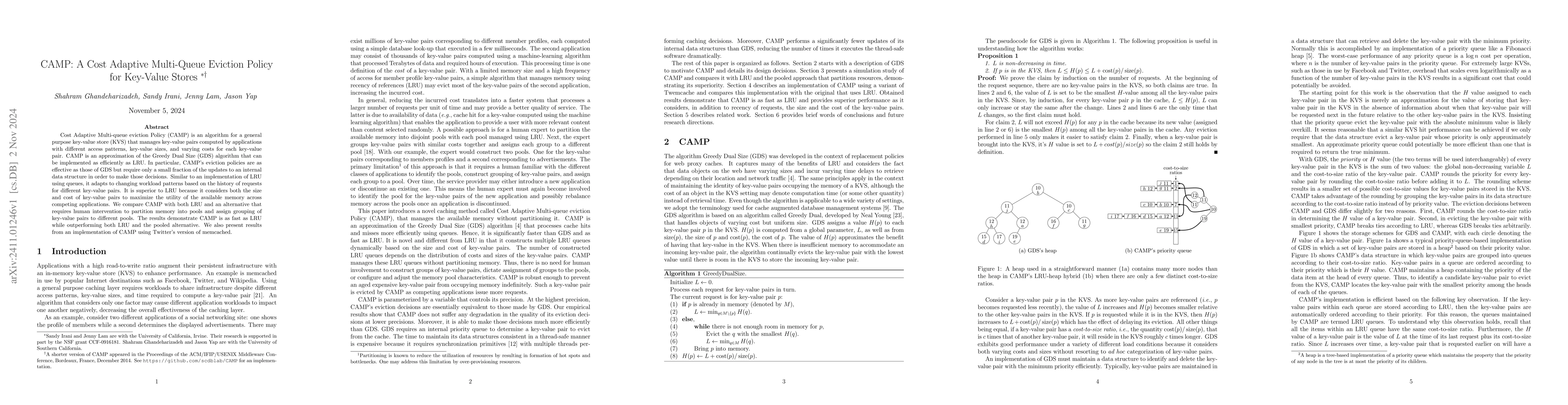 Thumbnail for CAMP: A Cost Adaptive Multi-Queue Eviction Policy for Key-Value Stores