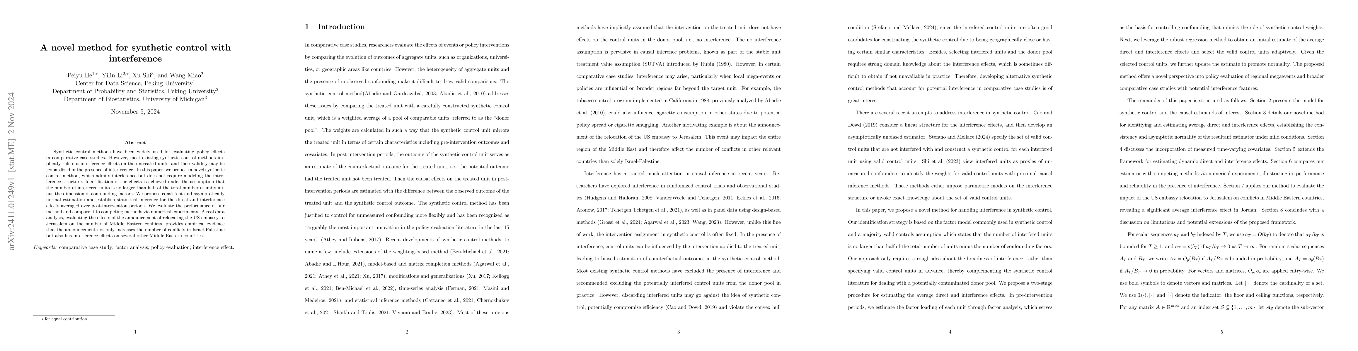 Thumbnail for A novel method for synthetic control with interference
