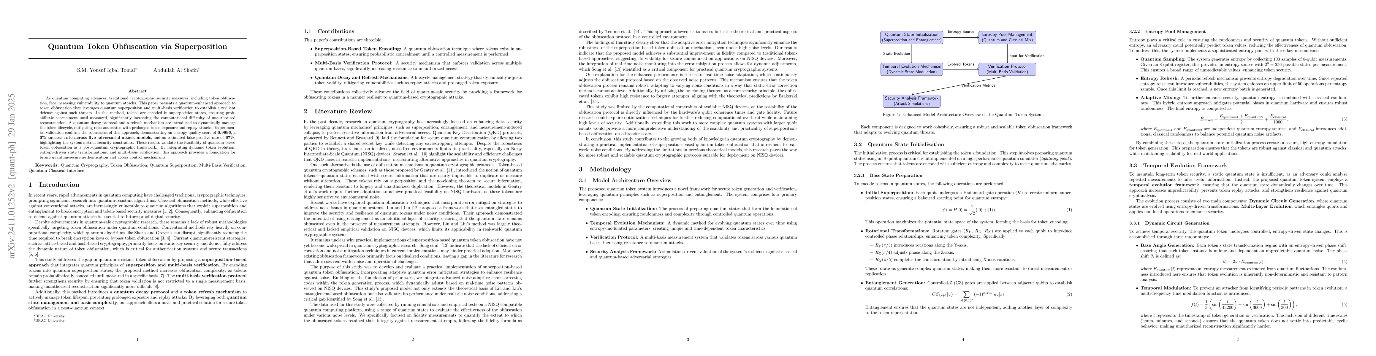 Thumbnail for Quantum Token Obfuscation via Superposition