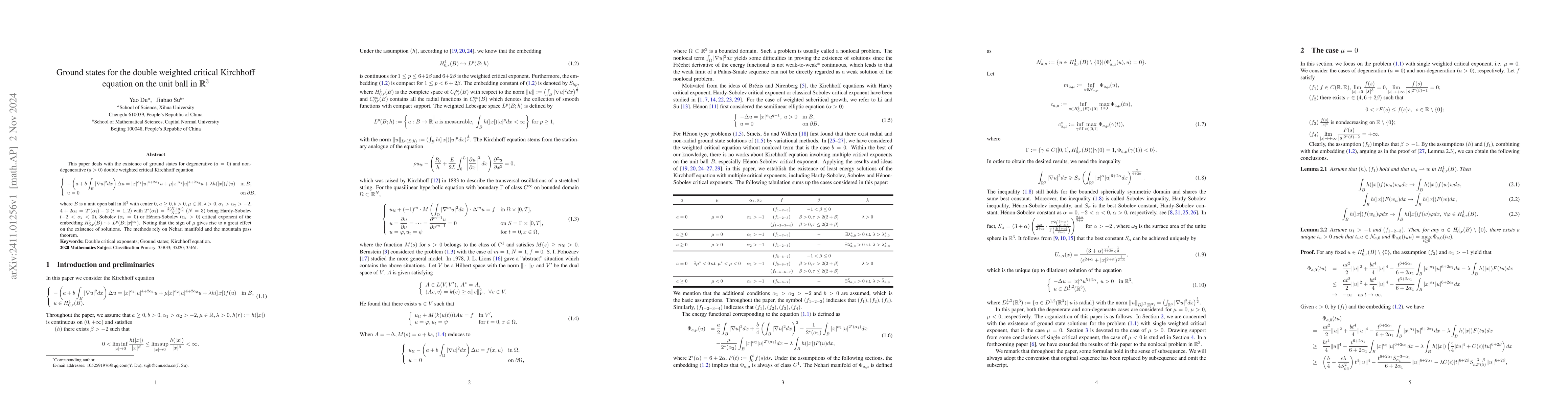 Thumbnail for Ground states for the double weighted critical Kirchhoff equation on the
  unit ball in $\mathbb{R}^3$
