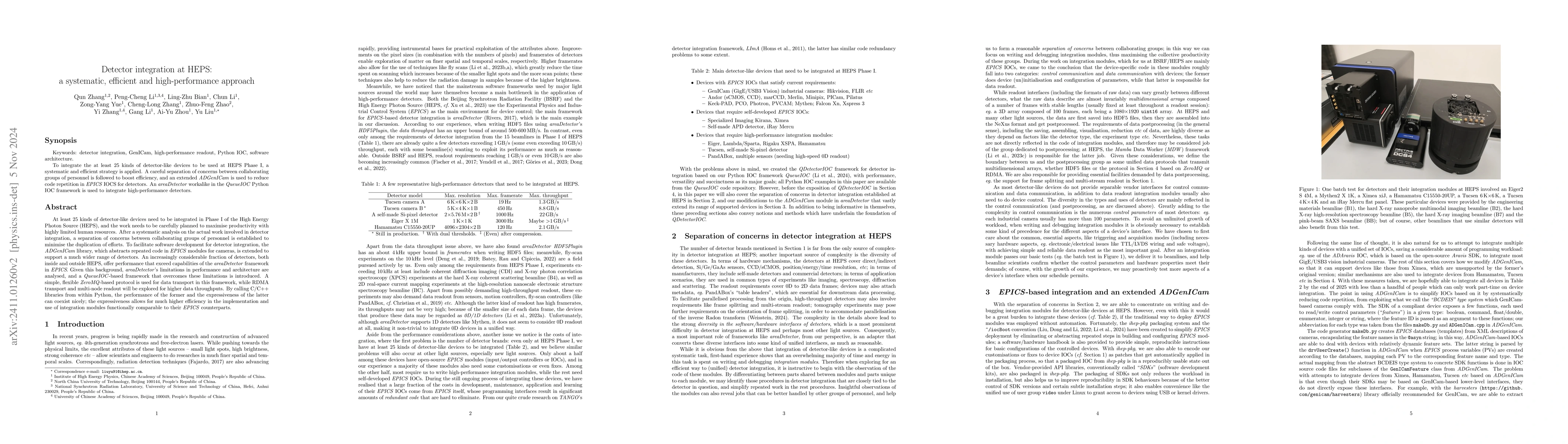 Thumbnail for Detector integration at HEPS: a systematic, efficient and
  high-performance approach