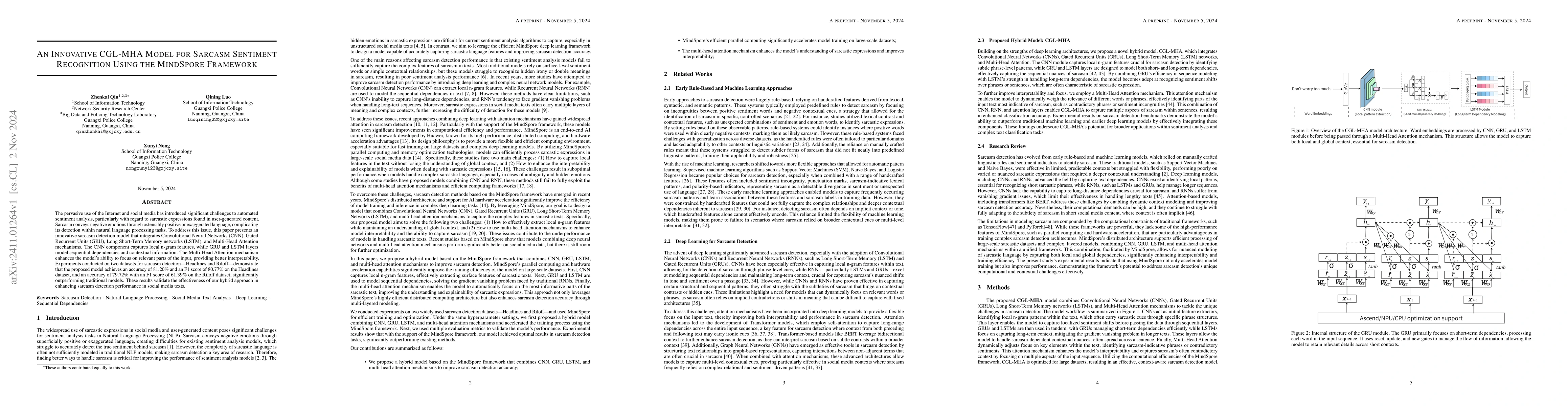 Thumbnail for An Innovative CGL-MHA Model for Sarcasm Sentiment Recognition Using the
  MindSpore Framework