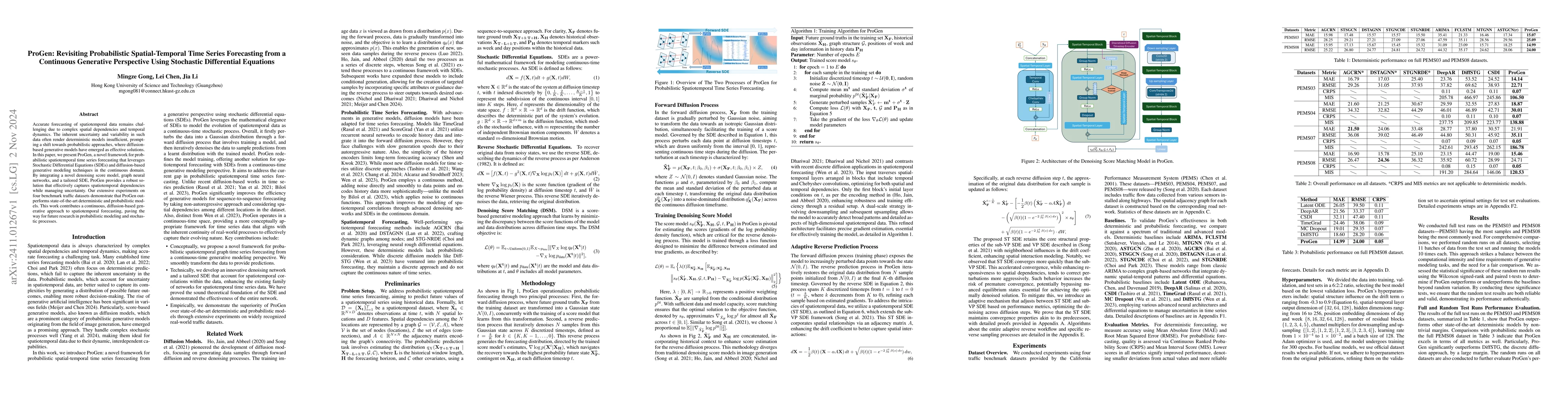 Thumbnail for ProGen: Revisiting Probabilistic Spatial-Temporal Time Series
  Forecasting from a Continuous Generative Perspective Using Stochastic
  Differential Equations