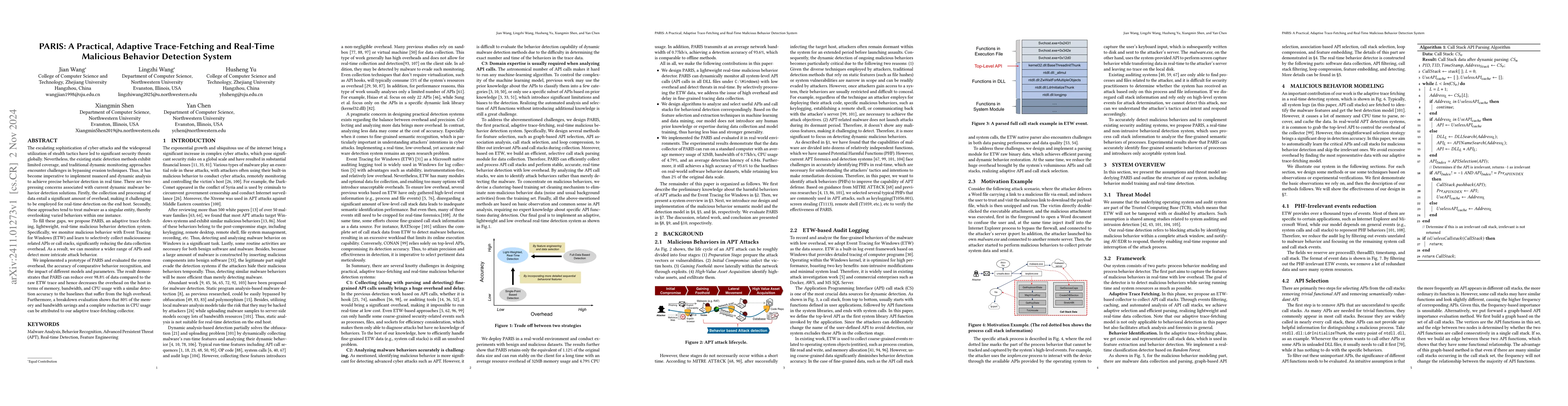 Thumbnail for PARIS: A Practical, Adaptive Trace-Fetching and Real-Time Malicious
  Behavior Detection System