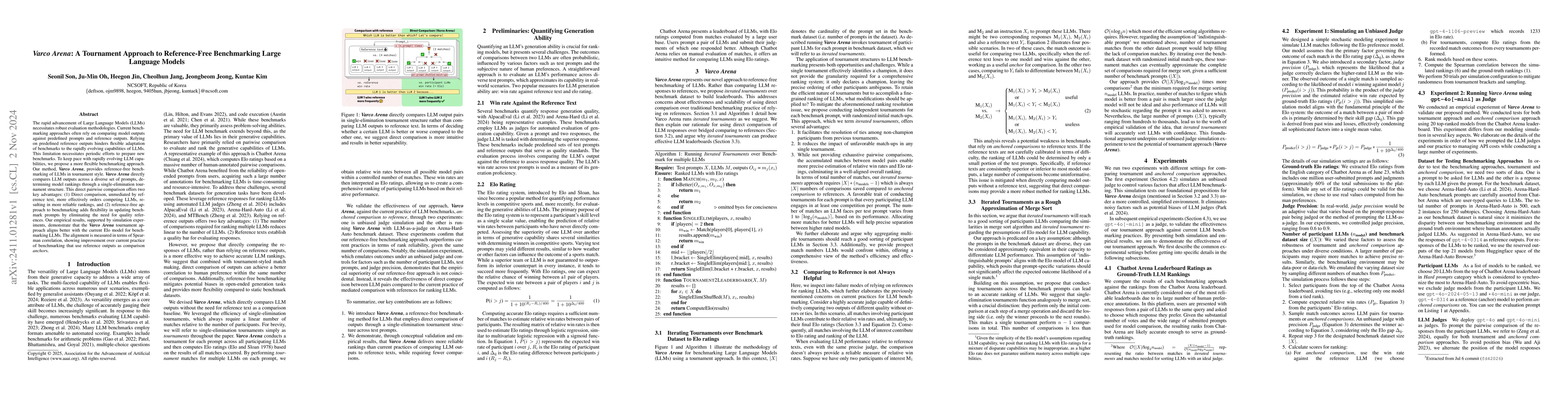 Thumbnail for Varco Arena: A Tournament Approach to Reference-Free Benchmarking Large
  Language Models