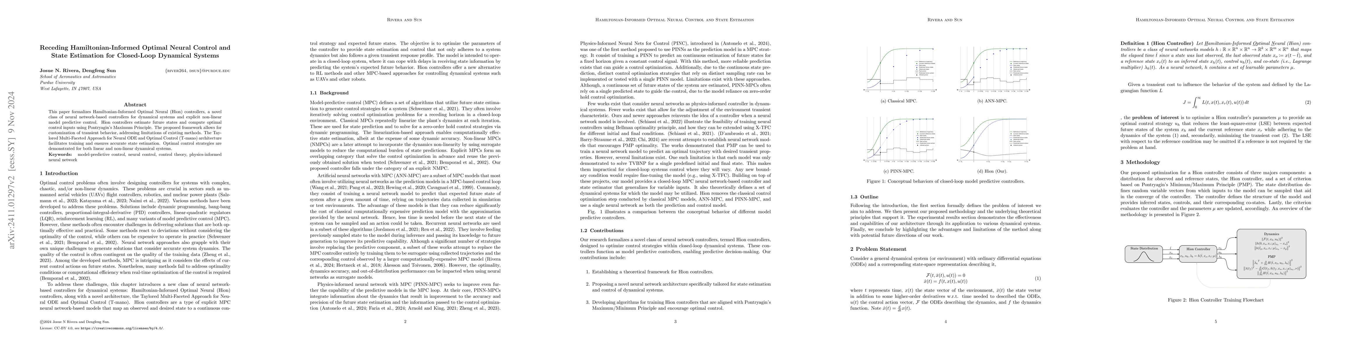 Thumbnail for Receding Hamiltonian-Informed Optimal Neural Control and State
  Estimation for Closed-Loop Dynamical Systems