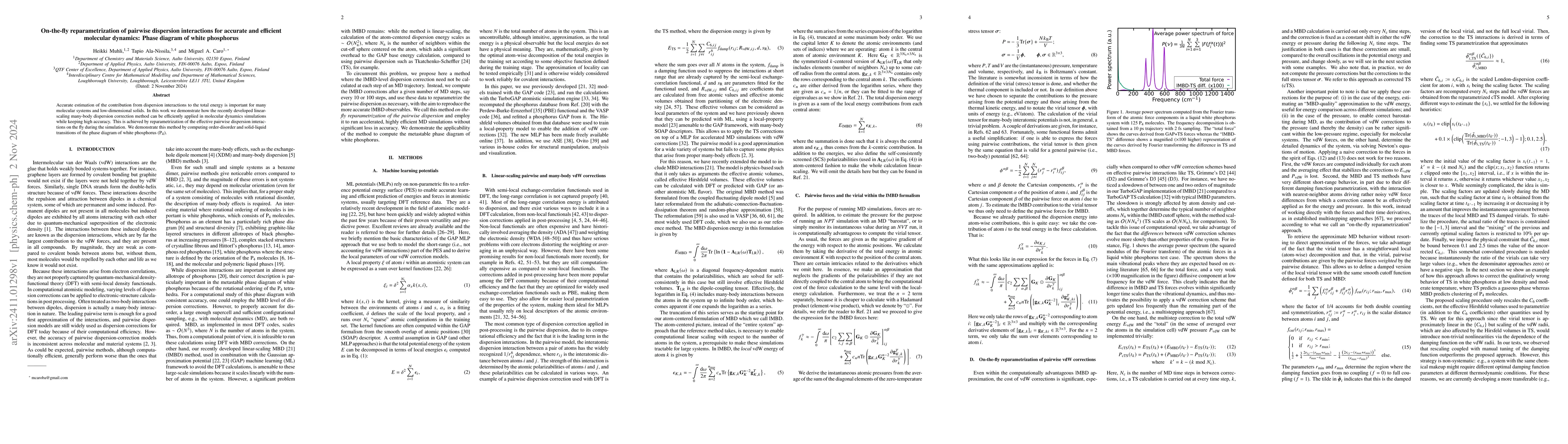 Thumbnail for On-the-fly reparametrization of pairwise dispersion interactions for
  accurate and efficient molecular dynamics: Phase diagram of white phosphorus