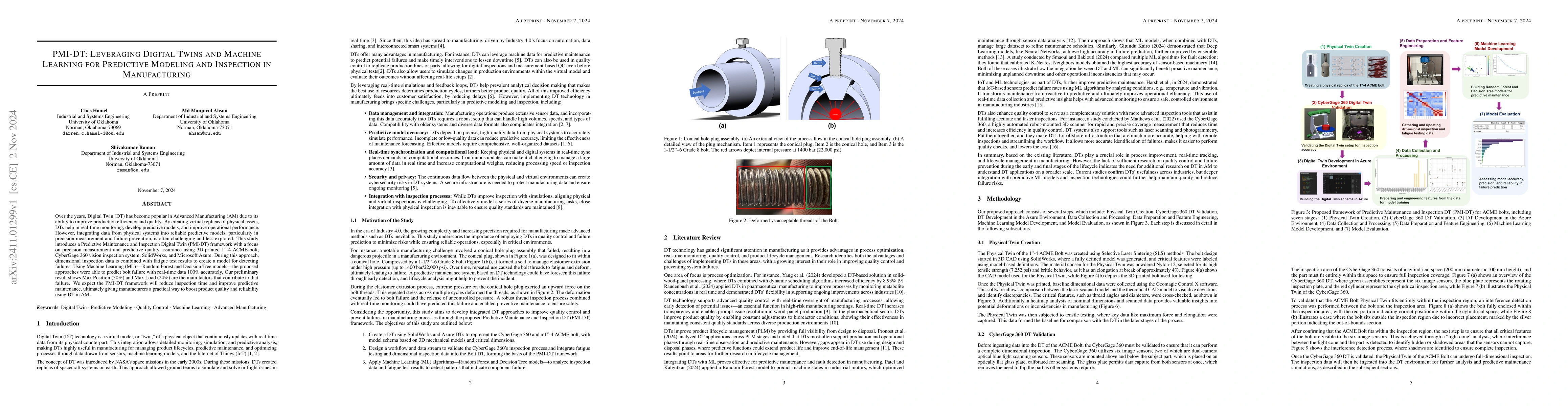 Thumbnail for PMI-DT: Leveraging Digital Twins and Machine Learning for Predictive
  Modeling and Inspection in Manufacturing