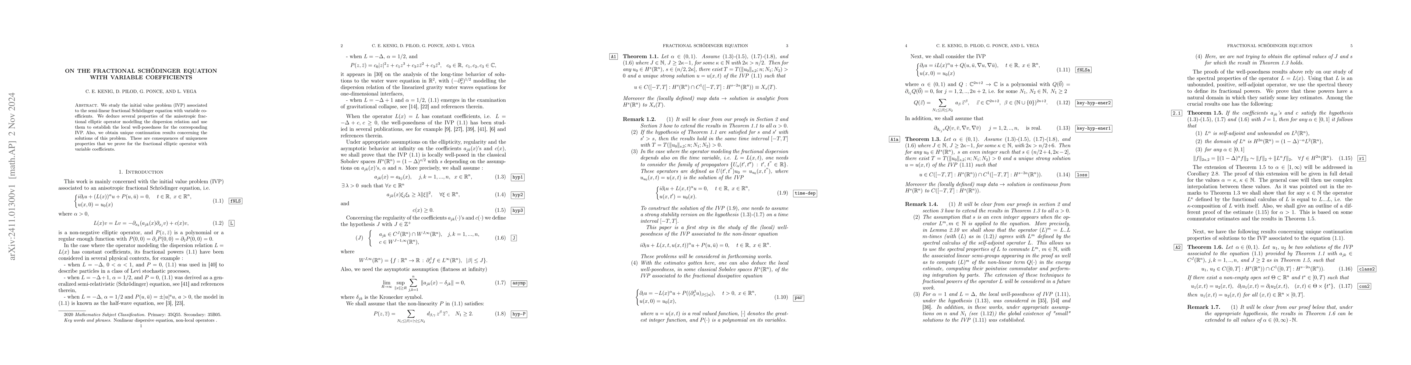 Thumbnail for On the fractional Schödinger equation with variable coefficients