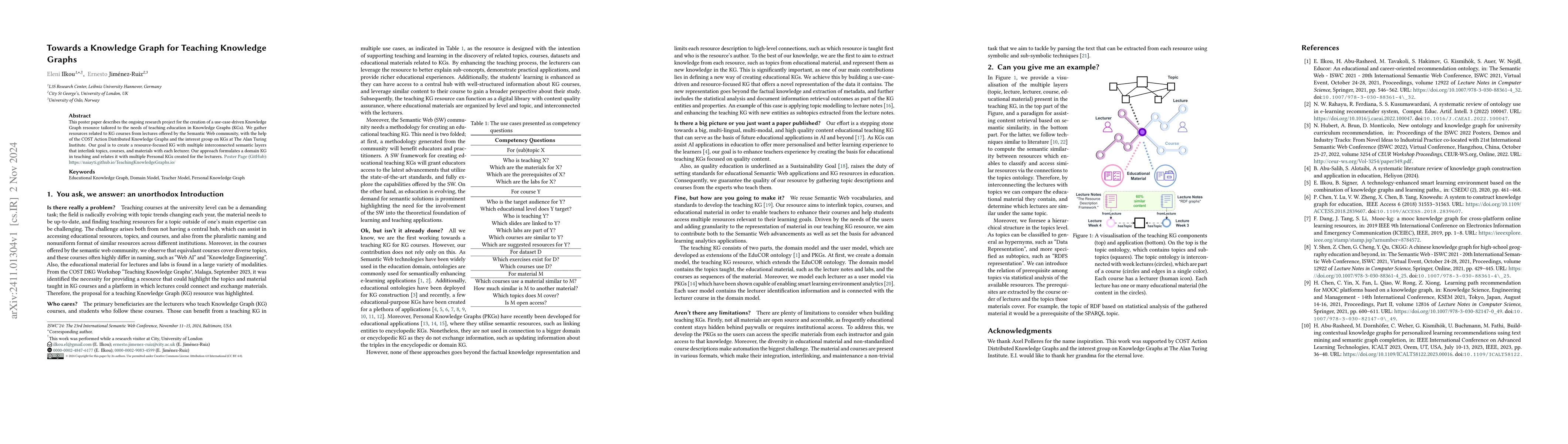 Thumbnail for Towards a Knowledge Graph for Teaching Knowledge Graphs