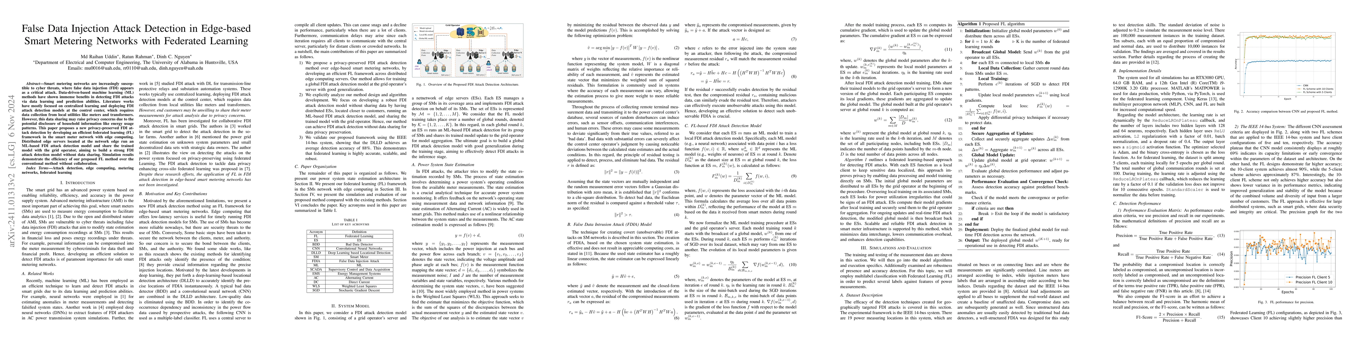 Thumbnail for False Data Injection Attack Detection in Edge-based Smart Metering
  Networks with Federated Learning