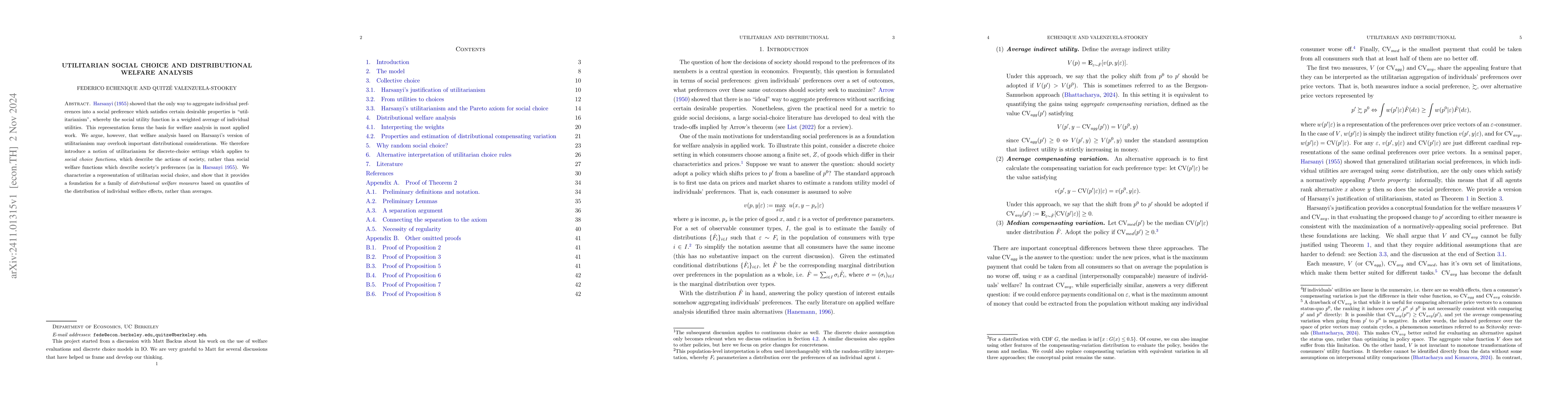 Thumbnail for Utilitarian Social Choice and Distributional Welfare Analysis
