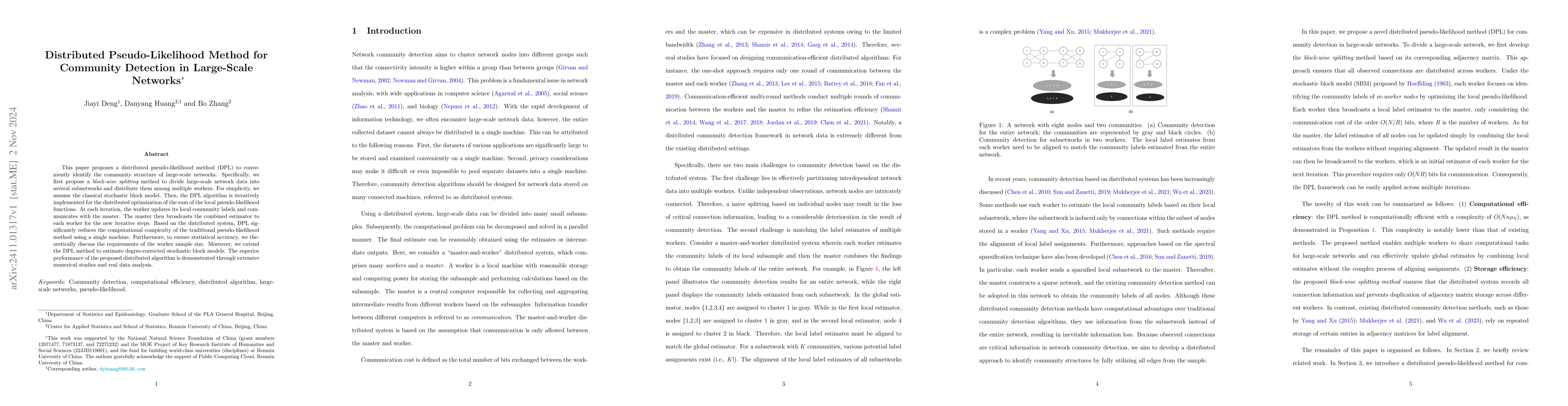 Thumbnail for Distributed Pseudo-Likelihood Method for Community Detection in
  Large-Scale Networks