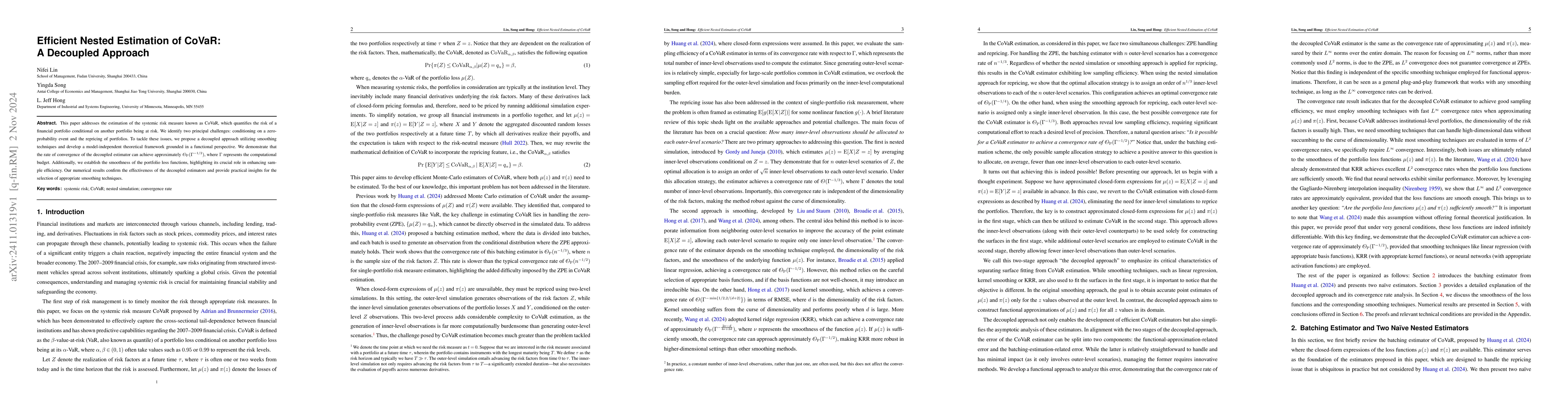 Thumbnail for Efficient Nested Estimation of CoVaR: A Decoupled Approach