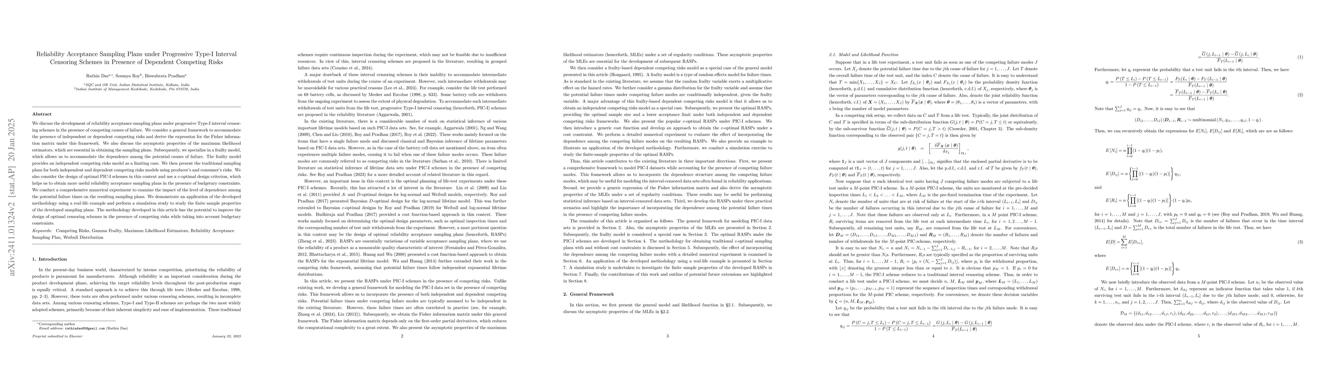 Thumbnail for On Optimal Planning of Progressive Type-I Interval Censoring Schemes
  under Dependent Competing Risks