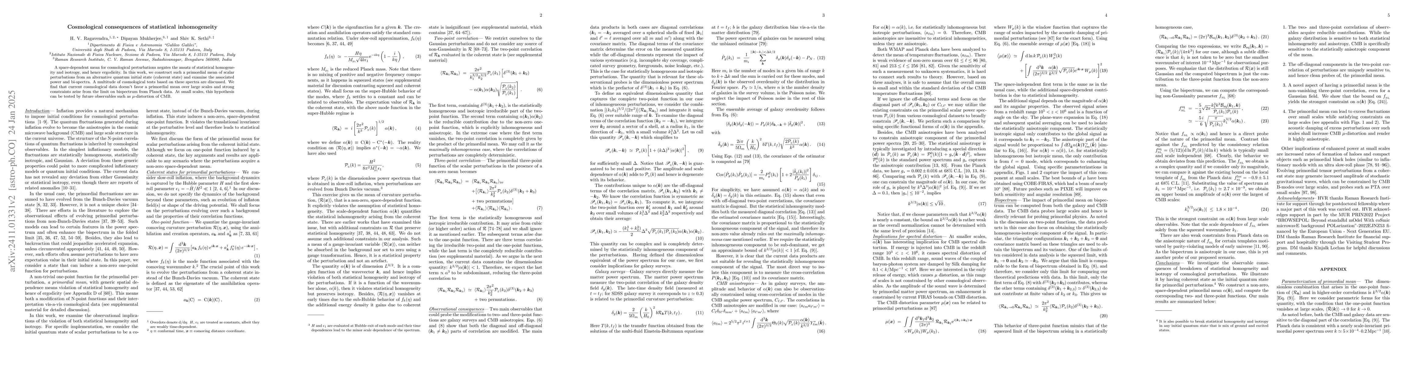 Thumbnail for Cosmological consequences of statistical inhomogeneity