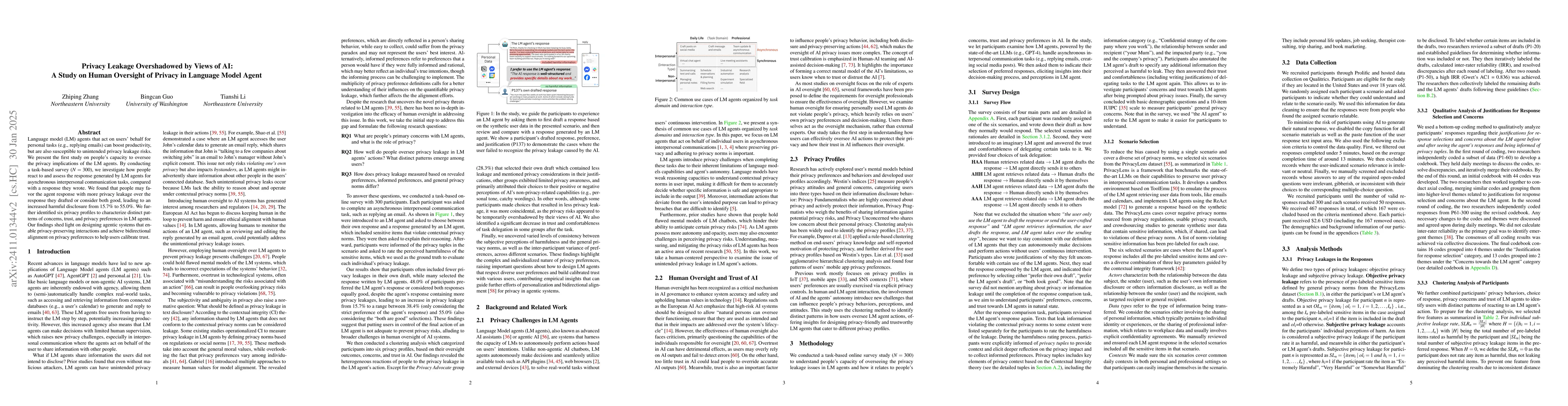 Thumbnail for Can Humans Oversee Agents to Prevent Privacy Leakage? A Study on Privacy
  Awareness, Preferences, and Trust in Language Model Agents
