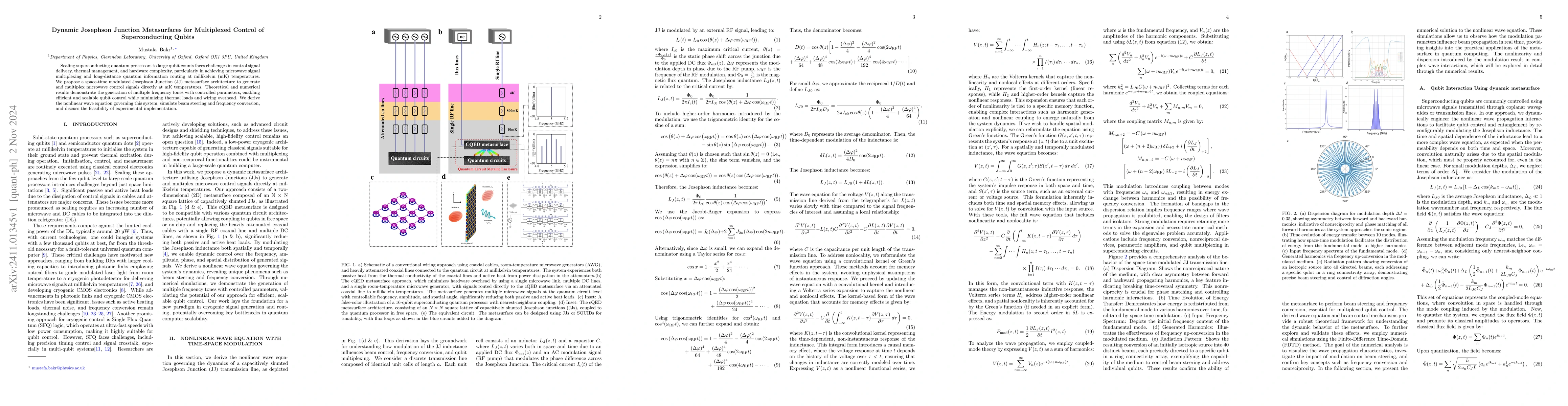 Thumbnail for Dynamic Josephson Junction Metasurfaces for Multiplexed Control of
  Superconducting Qubits