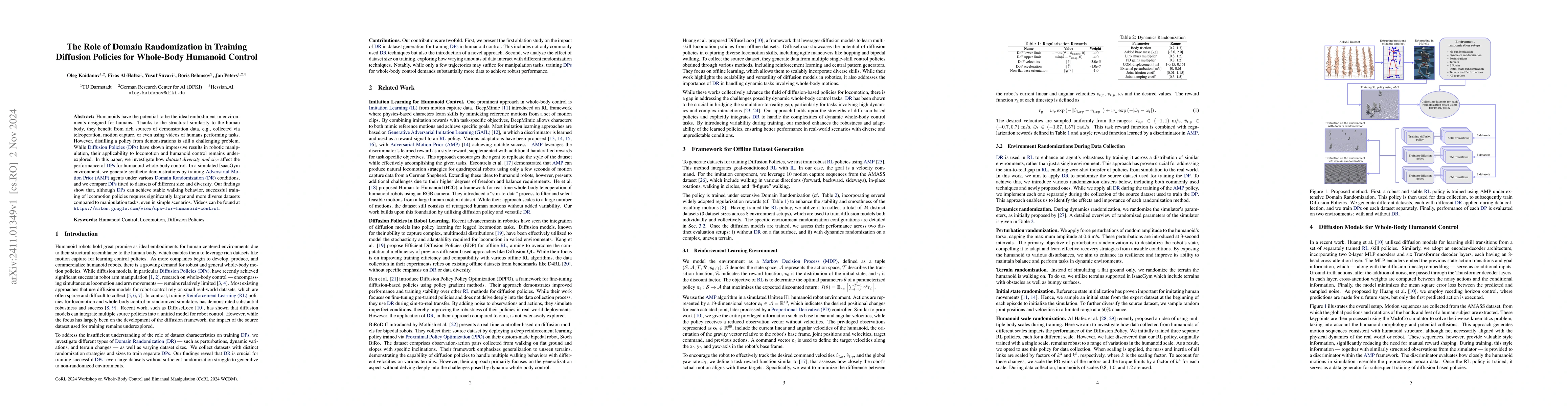 Thumbnail for The Role of Domain Randomization in Training Diffusion Policies for
  Whole-Body Humanoid Control