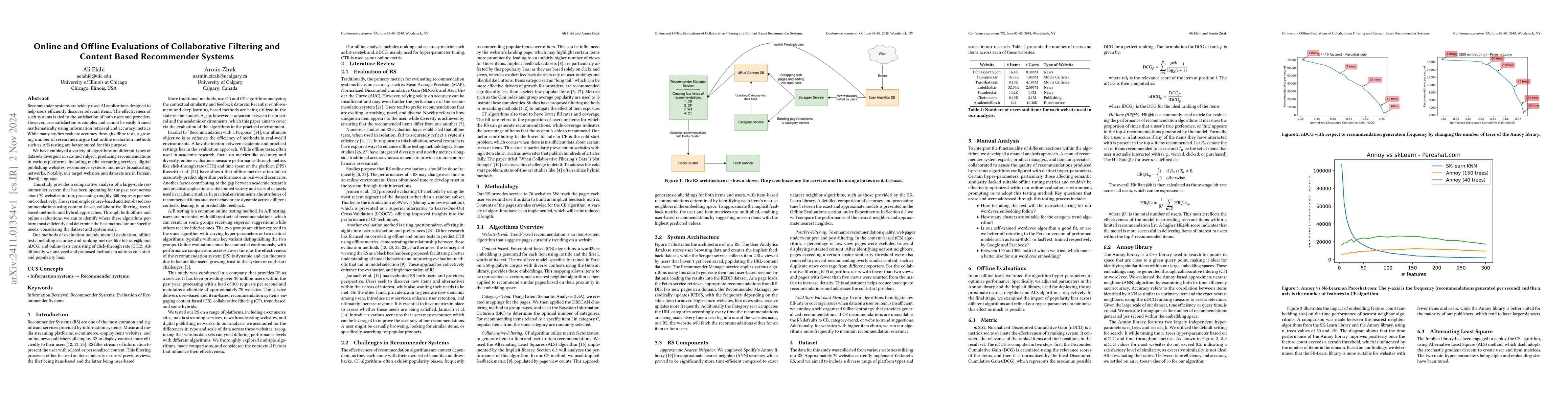 Thumbnail for Online and Offline Evaluations of Collaborative Filtering and Content
  Based Recommender Systems