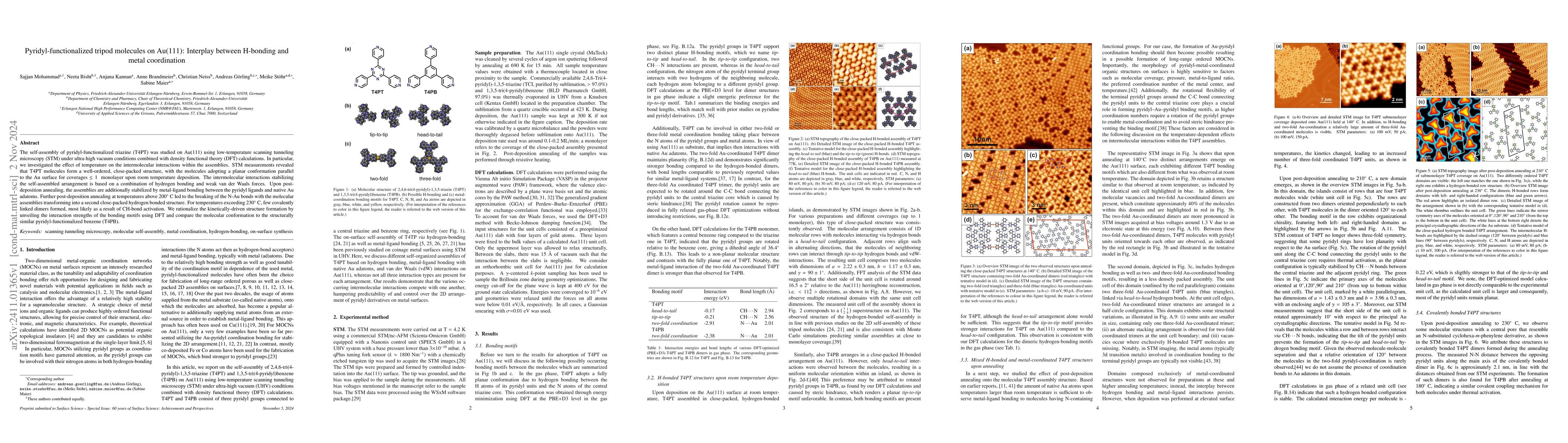 Thumbnail for Pyridyl-functionalized tripod molecules on Au(111): Interplay between
  H-bonding and metal coordination