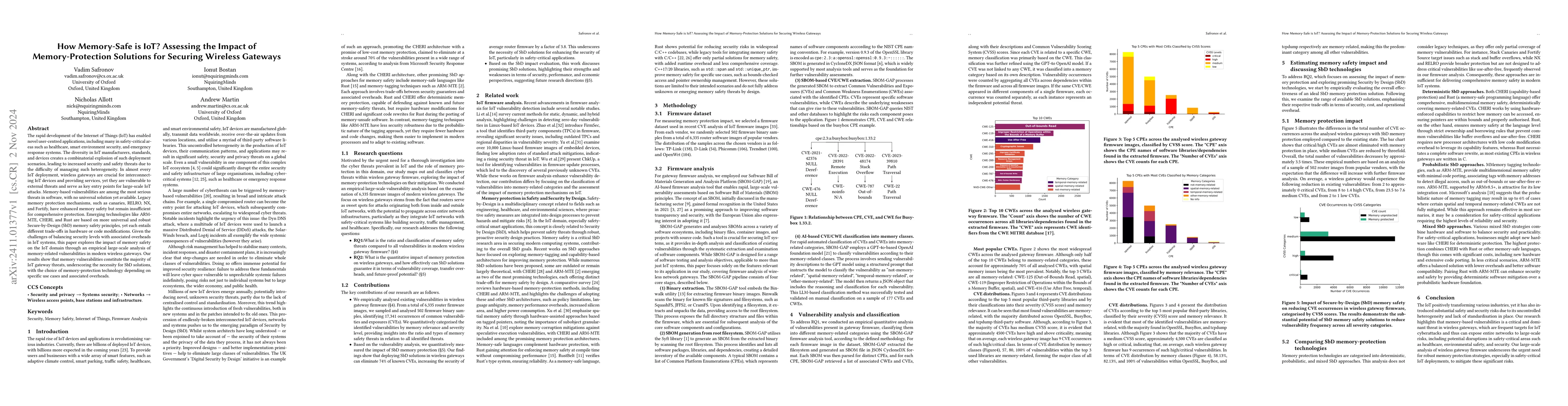 Thumbnail for How Memory-Safe is IoT? Assessing the Impact of Memory-Protection
  Solutions for Securing Wireless Gateways