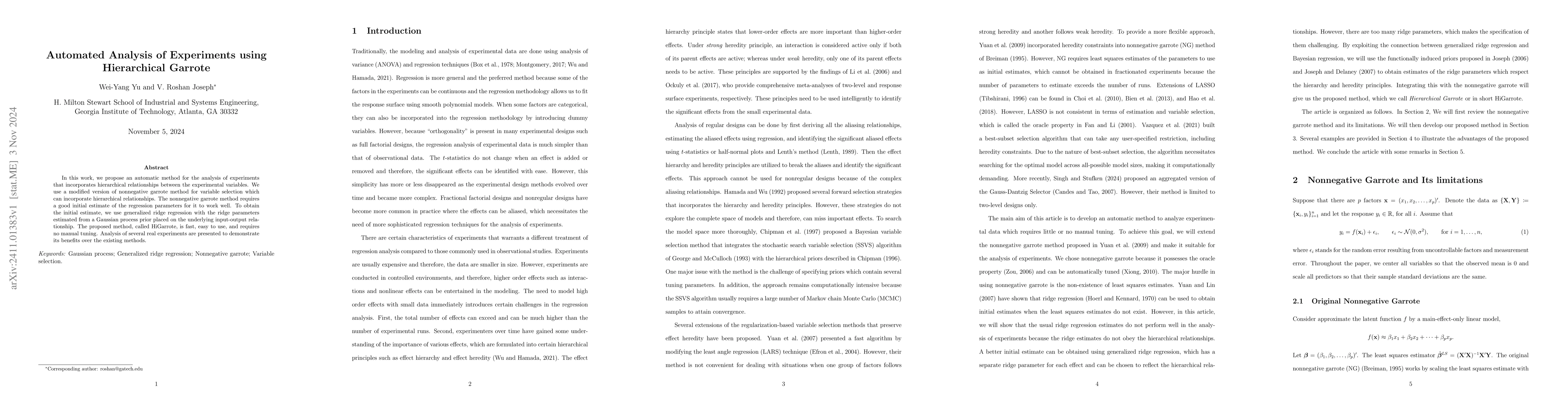 Thumbnail for Automated Analysis of Experiments using Hierarchical Garrote