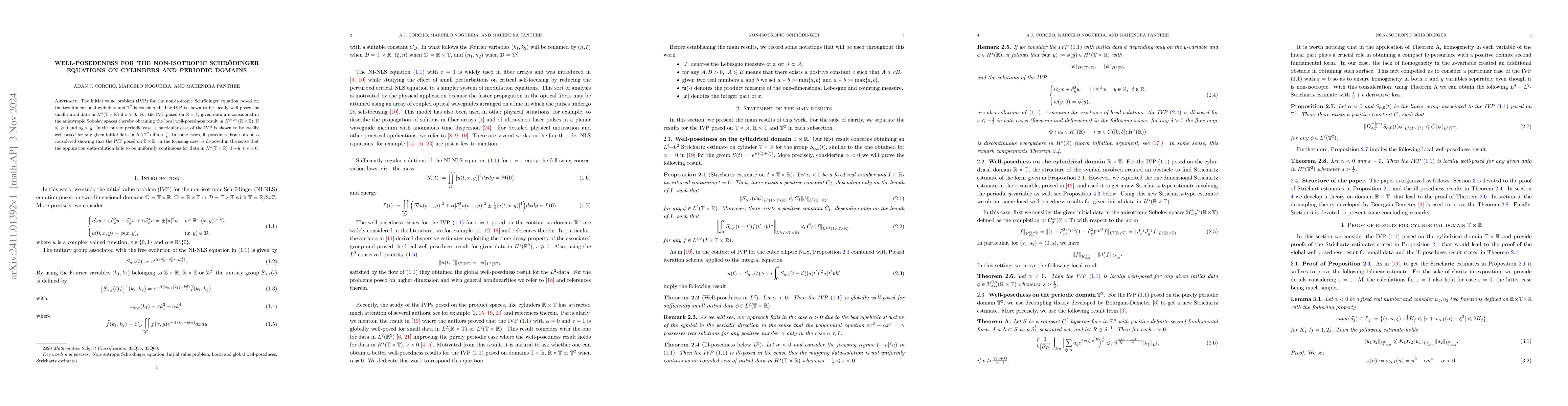 Thumbnail for Well-posedeness for the non-isotropic Schrödinger equations on
  cylinders and periodic domains