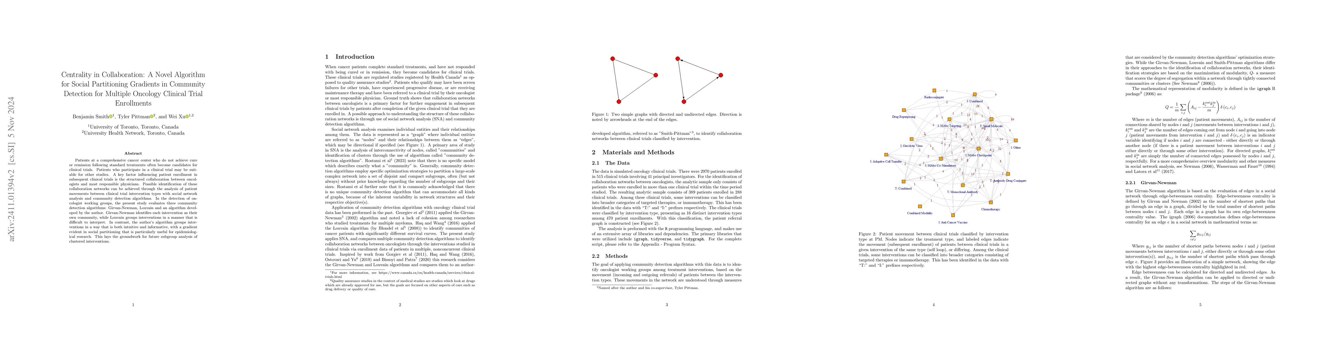 Thumbnail for Centrality in Collaboration: A Novel Algorithm for Social Partitioning
  Gradients in Community Detection for Multiple Oncology Clinical Trial
  Enrollments
