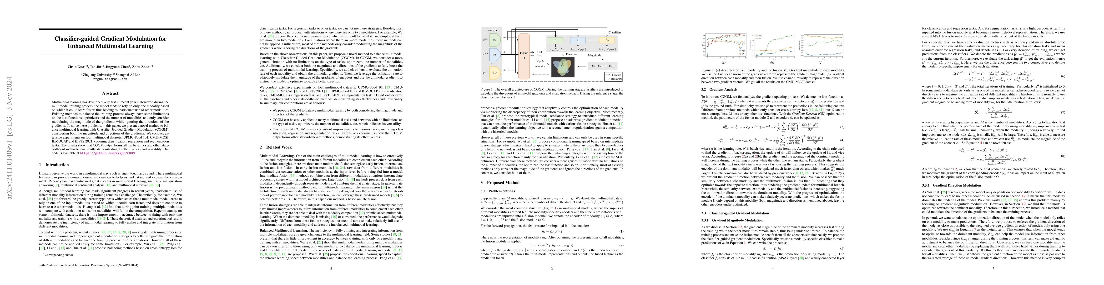 Thumbnail for Classifier-guided Gradient Modulation for Enhanced Multimodal Learning
