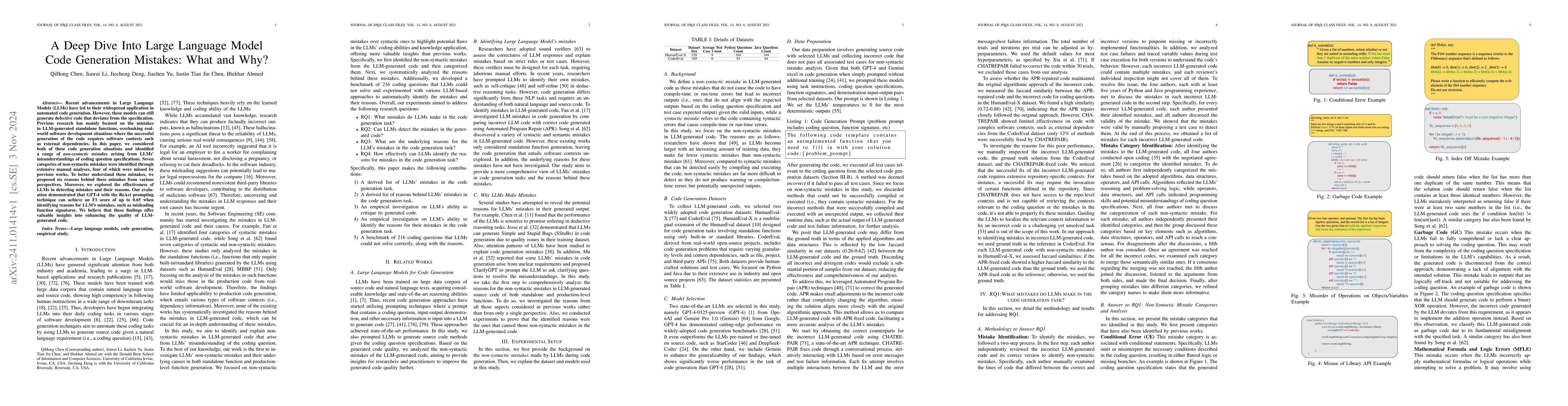 Thumbnail for A Deep Dive Into Large Language Model Code Generation Mistakes: What and
  Why?