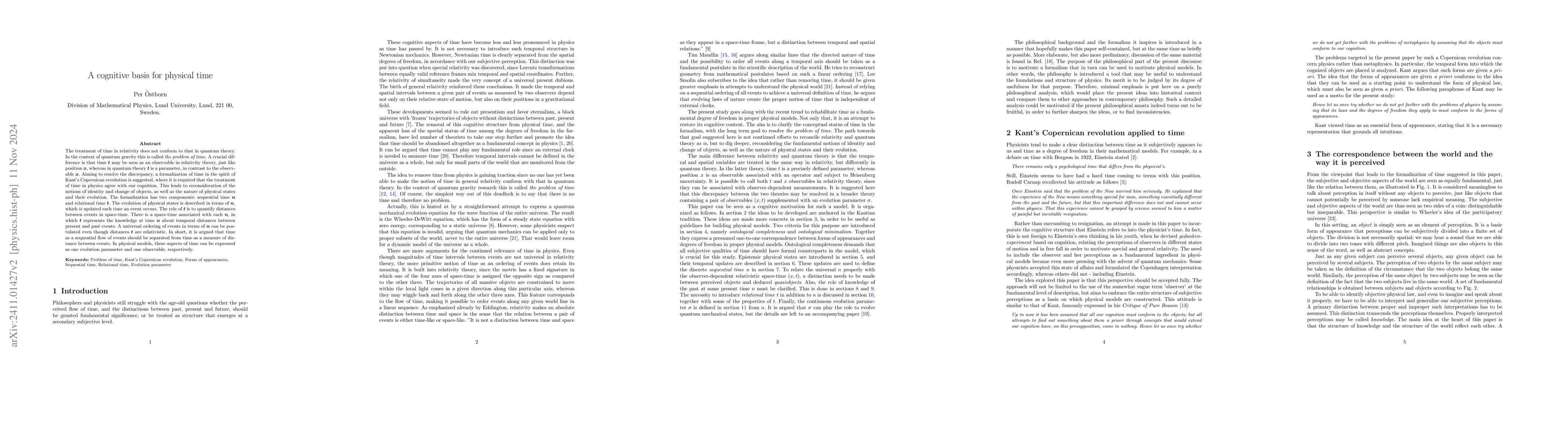 Thumbnail for A cognitive basis for physical time