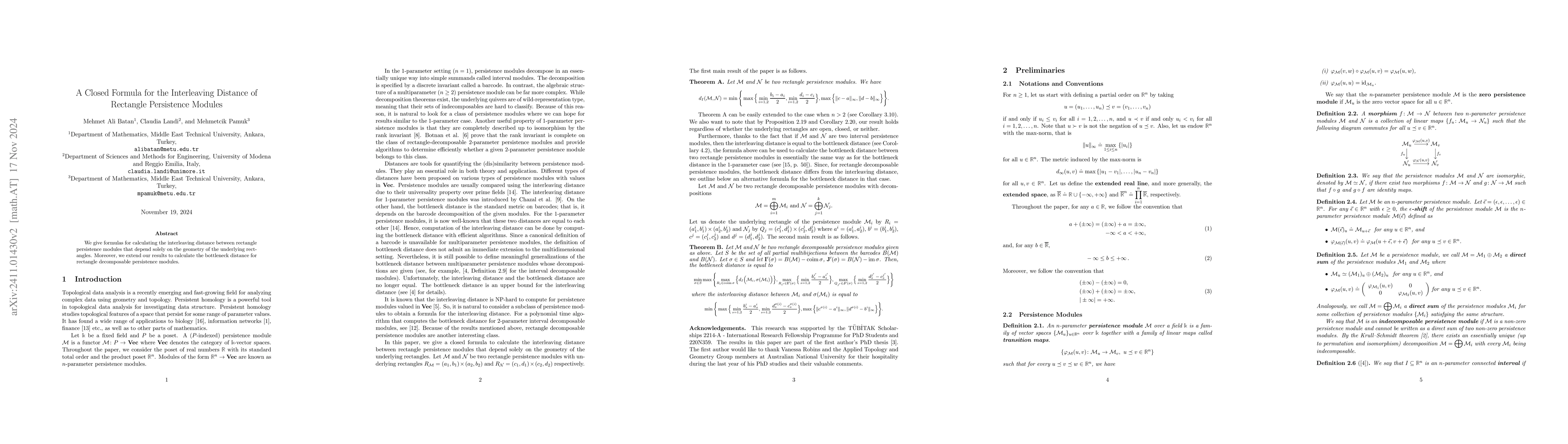 Thumbnail for A Closed Formula for the Interleaving Distance of Rectangle Persistence
  Modules