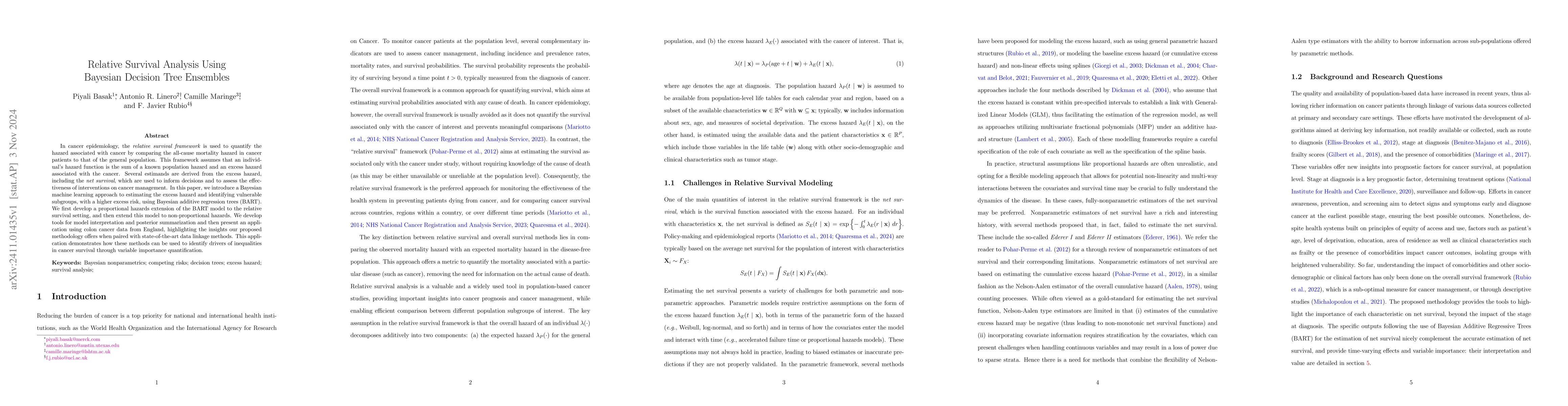 Thumbnail for Relative Survival Analysis Using Bayesian Decision Tree Ensembles