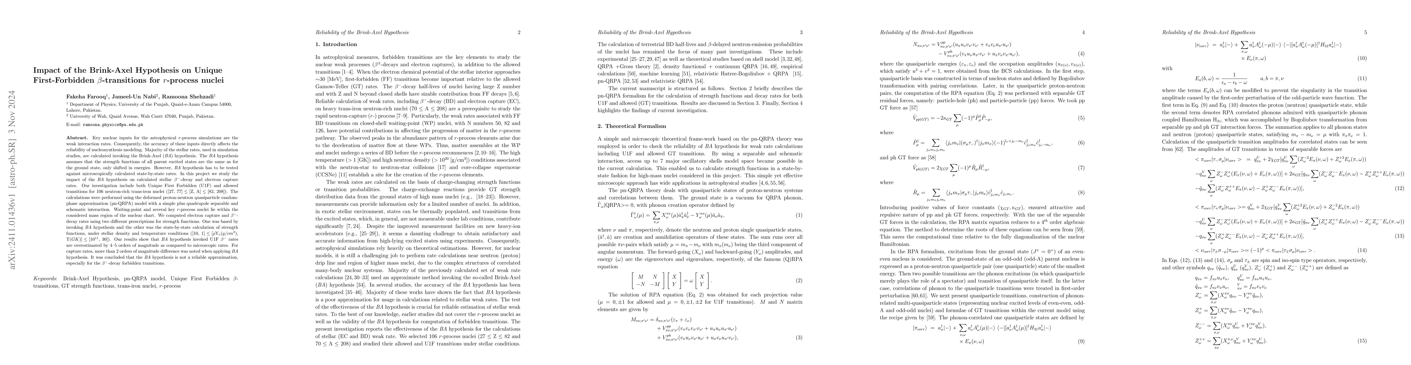 Thumbnail for Impact of the Brink Axel Hypothesis on Unique First Forbidden \b{eta}
  transitions for r process nuclei
