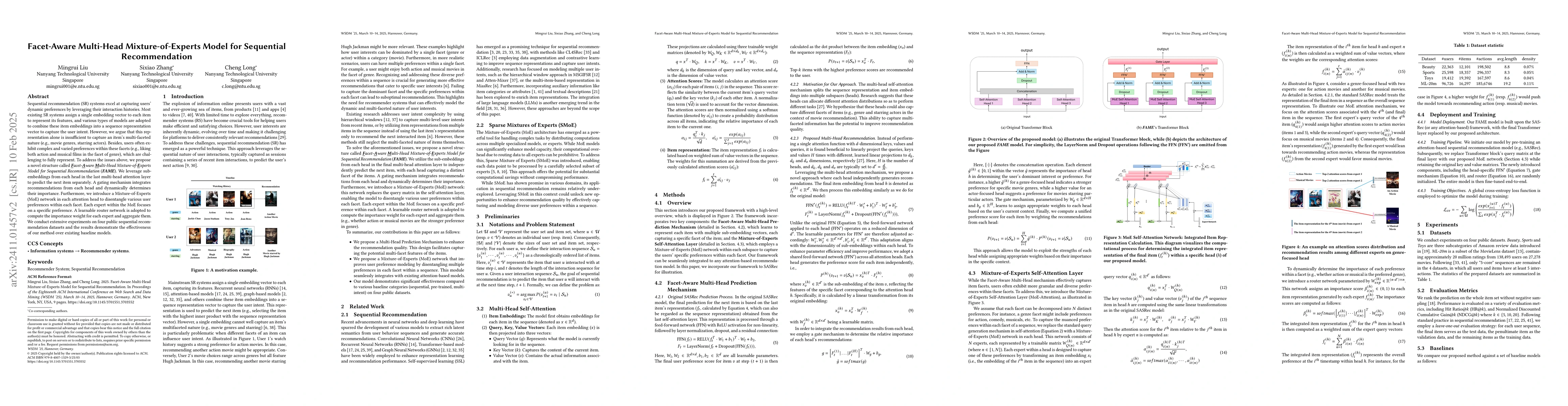 Thumbnail for Facet-Aware Multi-Head Mixture-of-Experts Model for Sequential
  Recommendation