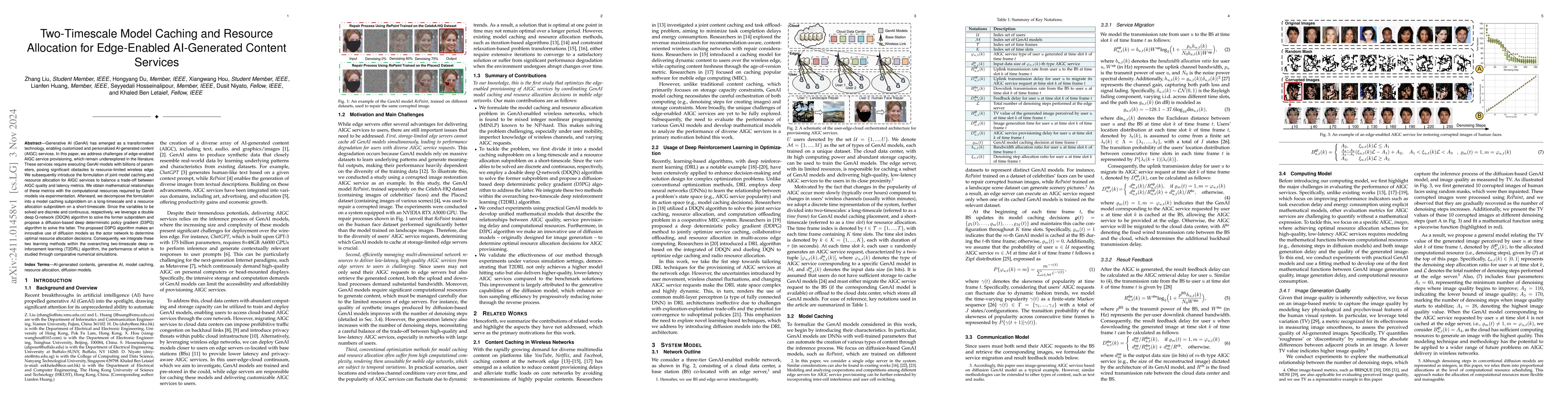 Thumbnail for Two-Timescale Model Caching and Resource Allocation for Edge-Enabled
  AI-Generated Content Services