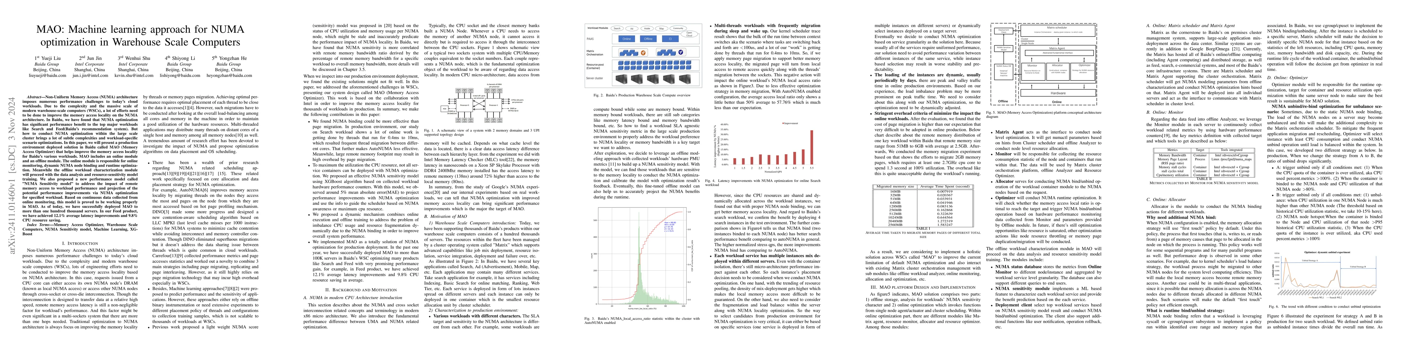 Thumbnail for Mao: Machine learning approach for NUMA optimization in Warehouse Scale
  Computers