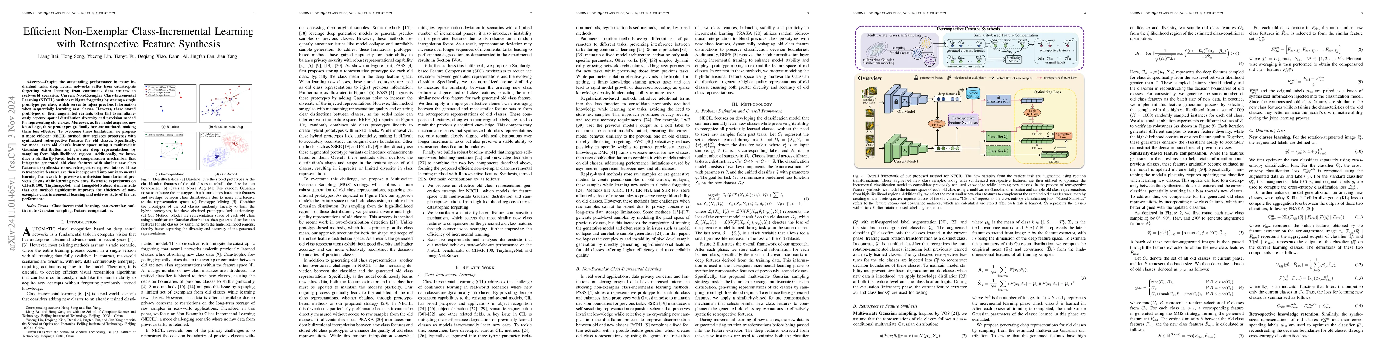 Thumbnail for Efficient Non-Exemplar Class-Incremental Learning with Retrospective
  Feature Synthesis