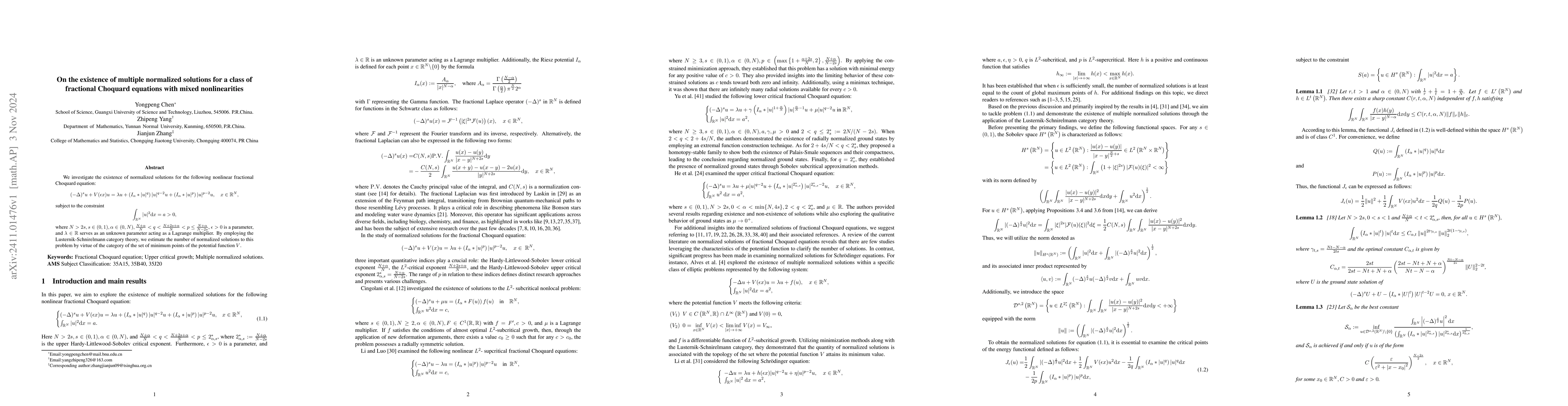 Thumbnail for On the existence of multiple normalized solutions for a class of
  fractional Choquard equations with mixed nonlinearities