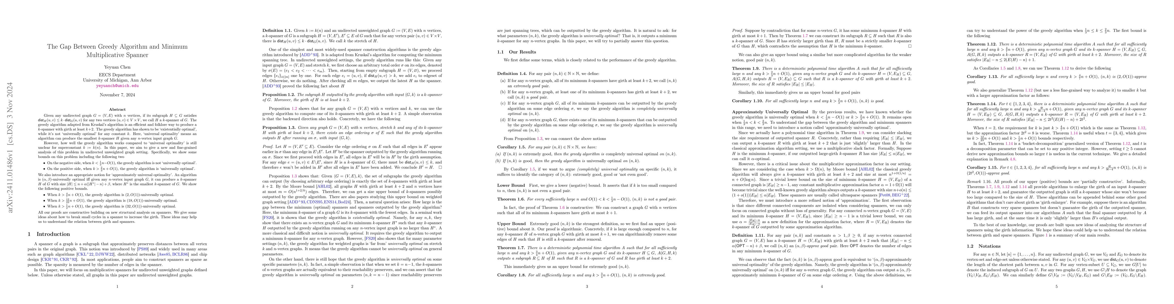 Thumbnail for The Gap Between Greedy Algorithm and Minimum Multiplicative Spanner