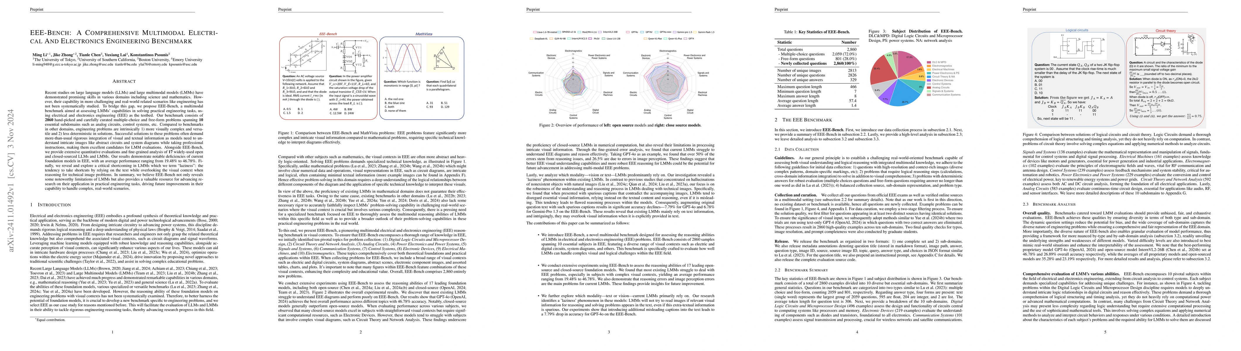 Thumbnail for EEE-Bench: A Comprehensive Multimodal Electrical And Electronics
  Engineering Benchmark