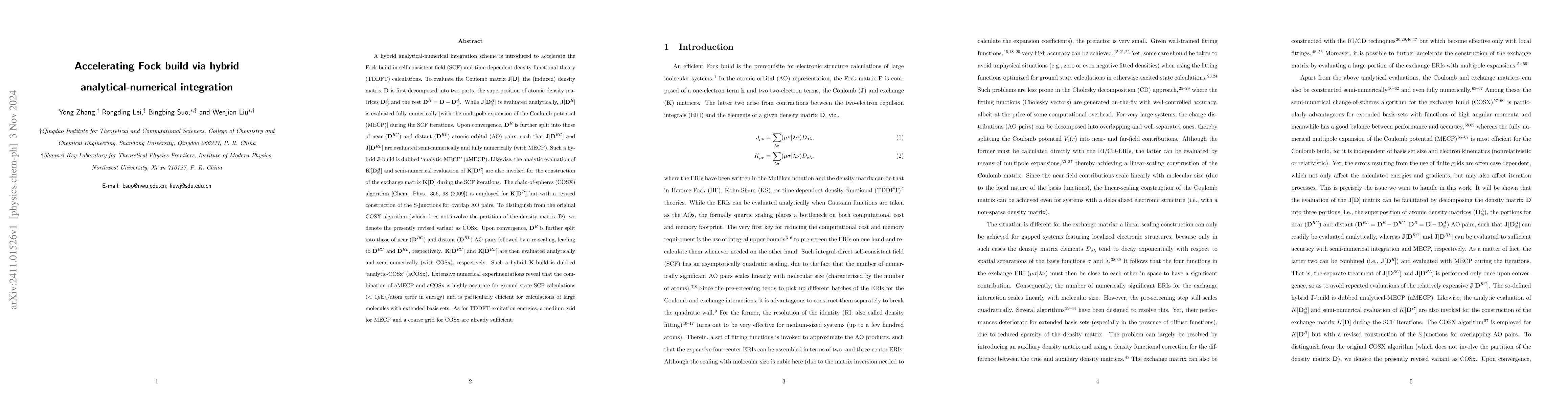 Thumbnail for Accelerating Fock build via hybrid analytical-numerical integration