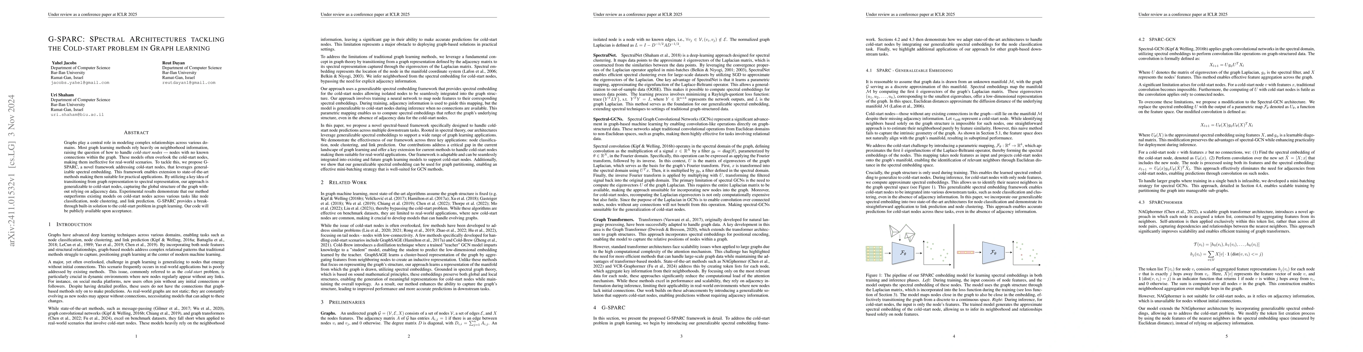 Thumbnail for G-SPARC: SPectral ARchitectures tackling the Cold-start problem in Graph
  learning