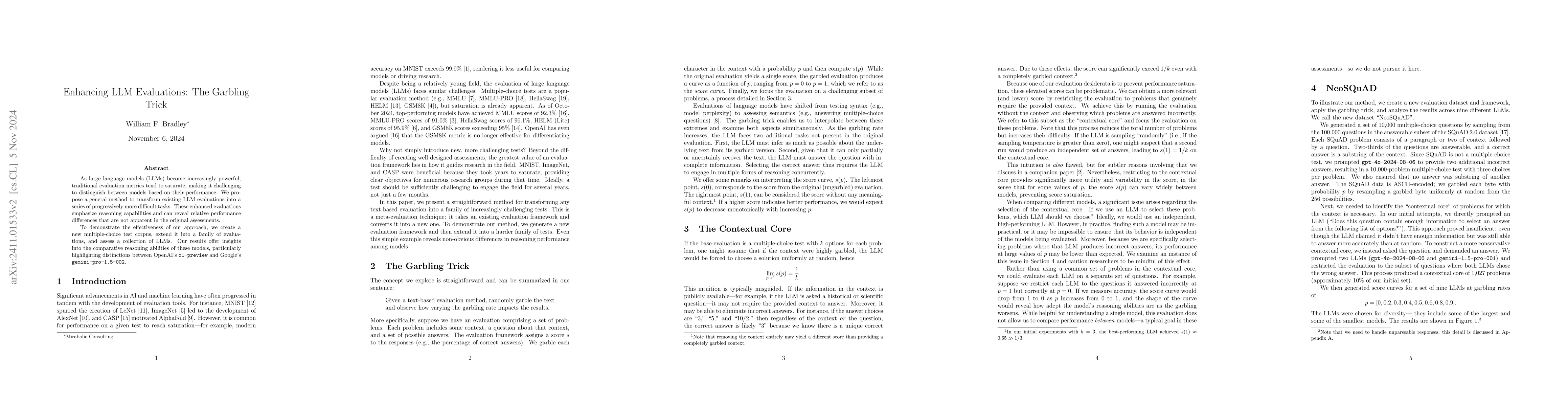 Thumbnail for Enhancing LLM Evaluations: The Garbling Trick