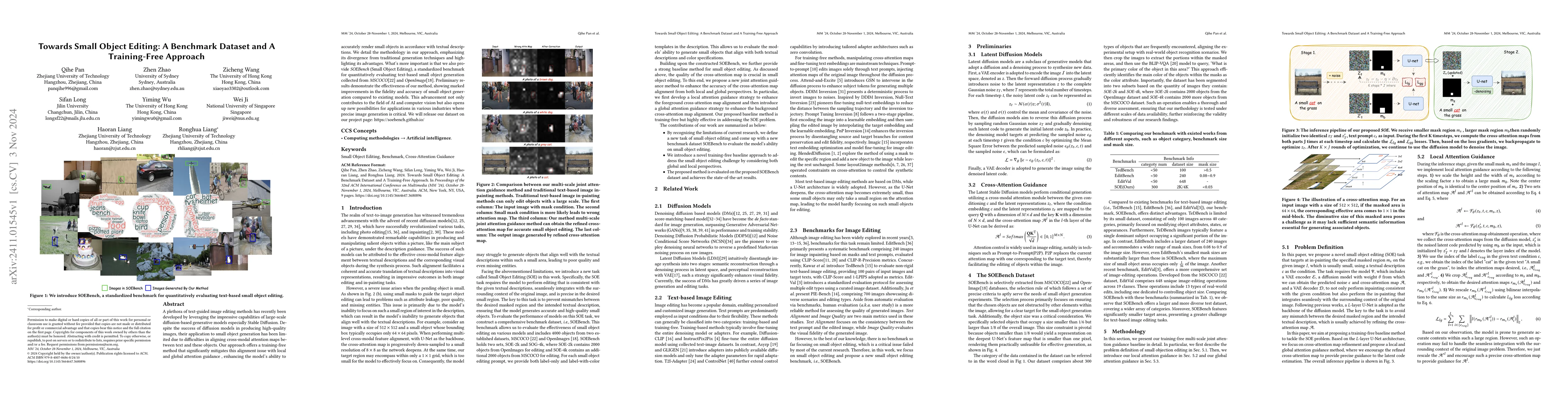 Thumbnail for Towards Small Object Editing: A Benchmark Dataset and A Training-Free
  Approach